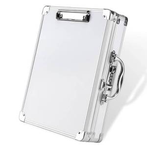 lot 4964 image: Pechor Clipboard Combination Lock Clipboards with Storage Briefcase Heavy Duty Box Aluminum Metal with Handle, Storage Clipboard Maximum Security Large Capacity, White