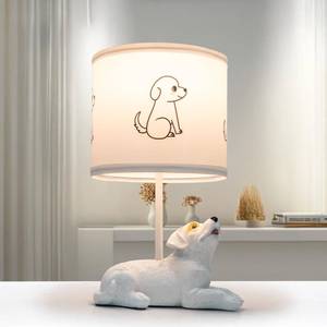 lot 4969 image: VELXEE Table Lamp for Living Room, Farmhouse Bedside Resin Single Lamp with White Dog Lamp Shape for Bedroom Retro Rustic Nightstand Lamp
