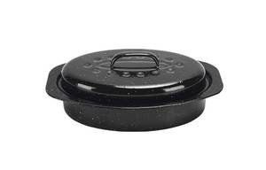 lot 4974 image: ENAMORY Covered Oval Roaster, 13 inches, Black