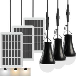 lot 4986 image: LOTOFIT Solar Chicken Coop Light with Timer, 3-Pack Portable Rechargeable Solar Light Bulbs with 3 Color Temps (3000K4000K6000K), Auto OnOff 6H, IPX4 Waterproof for Indoor, Camping, Emergency