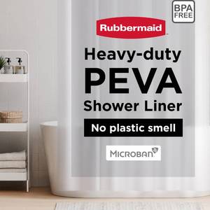 lot 4989 image: Rubbermaid Frosty Shower Curtain Liner, Waterproof Heavyweight 8g PEVA Shower Liner for Bathroom, with Weighted Magnets and Rustproof Charcoal Gray Grommets, 70x72, Standard Size, Frosty