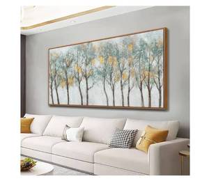lot 5547 image: Wall Art Modern Artwork Canvas Prints Framed Picture Green Plant Forest Abstract Tree Ready To Hang 24x48 Inch