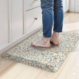 lot 5561 image: KIMODE Anti Fatigue Mats for Kitchen Floor Non Slip,Farmhouse Floral Sink Rug Waterproof for Laundry,Extra Thick Memory Foam Ergonomic Cushioned Carpet for Office,YellowBlue