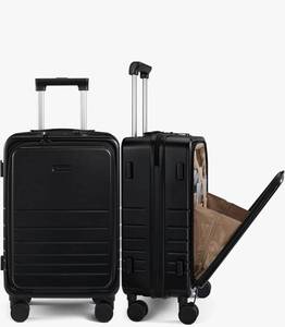 lot 5576 image: LOVEVOOK Hard Shell Carry On Luggage 22x14x9 Airline Approved,22 Inch Cute Carry On Suitcase with Spinner Wheel TSA Lock,Lightweight Rolling Suitcase, Black