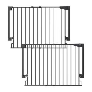lot 5587 image: Cumbor 2 Pack 29.2-43 No Bottom Bar Baby Gate for Stairs, 2-in-1 Auto Close Dog Gate Indoor, Hardware Mounted Pet Gate for Doorways with Large Walk Thru Door, Child-Proof Safety Gate for Kids (Black)
