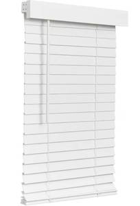 lot 5590 image: Lotus & Windoware Cordless Faux Wood Blind, Smooth, Bright White, Privacy Slats, Blinds for Indoor Windows, 26 Wide x 54 Long
