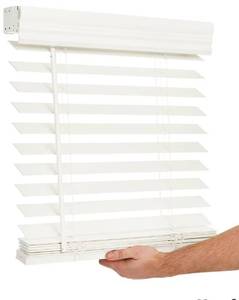 lot 5593 image: LOTUS & WINDOWARE Cordless 2-inchFaux Wood Blind 22 Wide x 36 Long,(Soft White-Antique White),Smooth, Room Darkening, Horizontal Blinds for Living Room, Bedroom, Interior Door Windows - 22 x 36