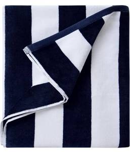 lot 5606 image: LULUHOME Large Oversized Beach Towel - Big Cotton 36 x 70 Inch Striped Pool Towel, Large Cabana Soft Swimming Towel for Adult Men Women,Navy Blue