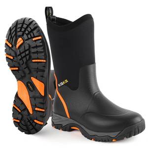 lot 5614 image: Kalkal Rubber Boots for Men, Waterproof Mid-Calf Mens Rain Boots with EVA Rubber Sports Sole, 6.5mm Neoprene Insulated Rubber Work Boots for Garden Farm Mud Boots (Size 11)