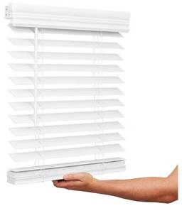 lot 5617 image: Lotus & Windoware Cordless, 2 Inch Faux Wood Blind, 43 Wide x 72 Long, Window Blinds, Blinds & Shades, Blinds for Indoor Windows, Smooth, Bright White - 43 x 72,Bright White