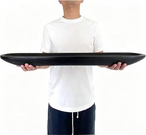 lot 5626 image: linsuo Wooden Dough Bowl Decor, Vintage Wooden Bowl Hand Carved Home Decor for Dining Table Center, Living Room, Kitchen Decor. (30inch black)