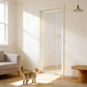 lot 5633 image: 78.74 Extra Tall Cat Gate for Doorway, Wide Adjustable 27.56-32.28 No Drilling Pet Proof Safety Door Gate, Pressure Mount Full Dog Barrier for Stairs Kitchen House-White