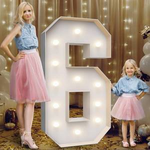 lot 5653 image: 4FT Marquee Light Up Numbers 6,Party Decoration Large Marquee Light Up Letters with Weighted Water Bag,Pre-cut Foam Board Set Can Be Used for Birthdays,Weddings,Baby Anniversaries
