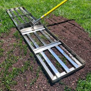 lot 5663 image: Rocklin Lawn Leveling Rake  Stainless Steel Surface Leveling Tool  Level Soil or Dirt Ground Surfaces Easily  48 x 10 Ground Plate  78 Extra Long Handle