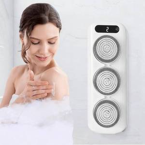 lot 5675 image: Electric Back Scrubber for Shower, Wall Mounted Electric Shower Back Scrubber, Dry Brushing Body Brush for Bathing, Cleansing, Exfoliating and Massaing, with 3 Spin Skin Bath Brush Heads