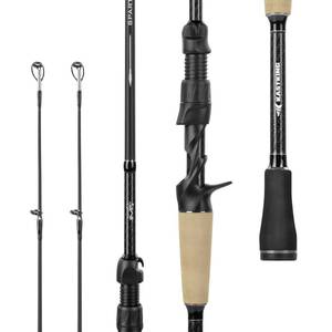 lot 5687 image: KastKing Spartacus II Plus Twin-Tip Spinning & Casting Rods, IM6 Graphite Blanks, Stainless Steel Frame with Zirconium Oxide Rings, 2-Piece Rods with Extra Tip Section, PTS, No-Slip Grip, Hook Keeper