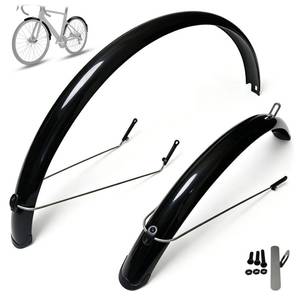 lot 5693 image: Adjustable Bike Fenders Set for 700c x 50mm Fits Up to 45mm Tire Width Plastic Fenders (Black)