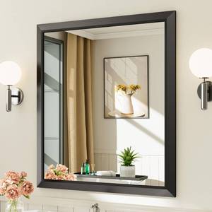 lot 5700 image: Briivue 36x32 Inch Black Bathroom Mirror for Wall, Thick Metal Framed Rectangle Mirrors for Over Sink, Bedroom, Living Room, Entryway, Anti-Rust, HD Tempered Glass
