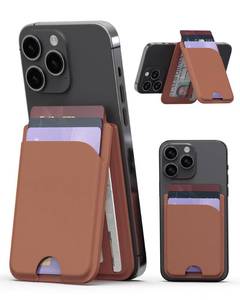 lot 5712 image: ORBITON Magnetic Card Holder for MagSafe with Stand, RFID Blocking Phone Wallet for iPhone 171615141312Pro Max Plus, Slim 6 Cards Holder, Brown Vegan Leather
