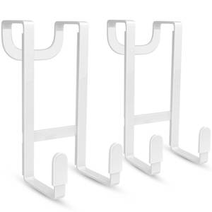 lot 5720 image: FYY 2 Packs Over The Door Hooks, Heavy Duty Door Hanger Hook, No Drill Wall Hooks for Hanging Coat, Towel, Bag in Bathroom, Closet Fits Most Doors Up to 1-78 Thickness�White
