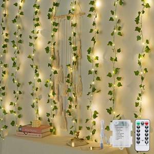 lot 5724 image: JMEXSUSS 200 LED Ivy Vine Lights, Fairy Curtain Lights USB & Battery Operated with Remote, 6.5x6.5ft Vines with Fairy String Lights for Bedroom, Dorm, Classroom, Wedding, Indoor, Outdoor Decor
