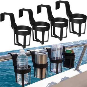 lot 5733 image: Singhoow 4 Pcs Marine Boat Rail Cup Holder No-Drill Cruise Boat Rail Cup Holder for Drinks Mugs Water Bottle Gifts(Black)