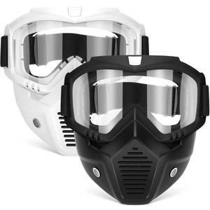 lot 5734 image: POKONBOY 2 Pack Detachable Masks, Tactical Mask with Goggles Compatible with Nerf Rival, Apollo, Zeus, Khaos, Atlas, & Artemis Blasters Rival Mask (Black & White)
