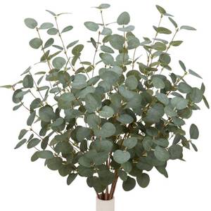 lot 5764 image: VGIA 6 Pcs 27 Eucalyptus Stems Greenery Stems Eucalyptus Leaf Spray in Green Silk Plastic Plants Floral Artificial Plants for Home Party Wedding Decoration(Dark Green)