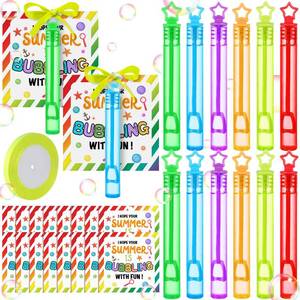 lot 5773 image: 36 Pcs End of Year Gifts Mini Bubble Wands Gift Cards Set End of Year Gifts for Students Kids Bubble Party Favors with Tag Ribbon for Graduation Party Summer Goodie Bag Stuffers