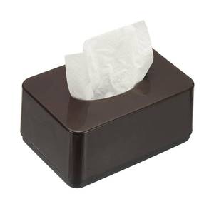 lot 5776 image: uxcell Tissue Box Cover, Plastic Rectangle Modern Facial Tissue Box Holder Desktop Napkin Organizer Container for Living Room Bedroom Office Hotel Desk Car, Coffee Brown