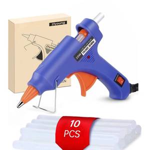 lot 5778 image: ZFYOUNG Mini Hot Glue Gun 10pcs Glue Stick Hot Glue Gun Set For Quick Repair Artist DIY Art Home 20w Blue