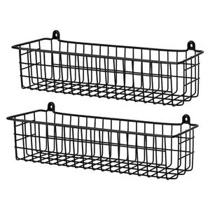 lot 5783 image: Savipace Spice Rack Organizer Wall Mount, 2 Pack Black Seasoning Rack Wire Storage Baskets for Wall or Cabinet Door in Kitchen and RV