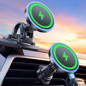 lot 5785 image: 2-in-1 15W Magsafe Car Mount Charger, Magnetic Wireless Car Charger, 360° Dashboard & Air Vent Phone Mount, Phone Holders for Your Car, Car Accessories for Men Women for iPhone 17-12