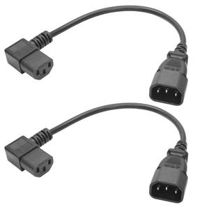 lot 5786 image: 2Pcs 90 Degree IEC 320 C13 to C14 Extension Cord 1FT, Left Angle C13 Female to C14 Male Power Plug Converter Cable, for Monitor, Computer, TV, PDU Chassis, Printer etc.