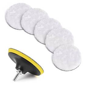 lot 5795 image: 7 Pcs 5 Inch (125 mm) Wool Polishing Buffing Pad Car Polisher Buffer Drill Attachment with M14 Drill Adapter