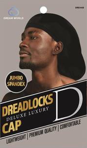 lot 5807 image: Dream Jumbo Spandex Dreadlock Cap Stretchable Unisex Polyester Wrinkle Free Black