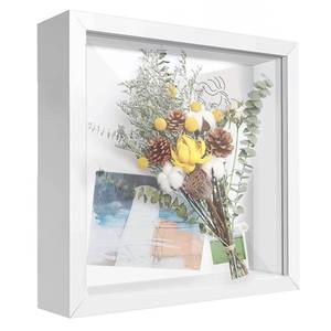 lot 5808 image: TouYinger 8x8 Shadow Box Frame Display Case with Letter Stickers, 3D Picture Frame, Display Case Box for Memorabilia, Baby Items, Wedding Memories, Crafts, Tickets and Photos (White, 8x8)