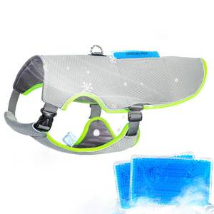 lot 5815 image: Mora Pets Dog Cooling Vest with Ice Packs, Reflective Adjustable Cooling Vest for Dogs with Leash Ring for Hot Weather Cooling Harness for Large Medium Dogs Grey(PDV-Gel-GXL)