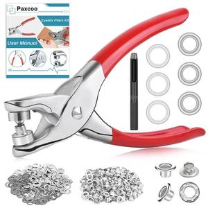 lot 5828 image: 803Pcs Grommet Tool Kit 6mm 14 Inch(Inside Hole Size) Eyelet Kit with 400Pcs Eyelets Grommets, 400Pcs Washers and Grommet Eyelet Pliers for LeatherBeltShoesCrafts