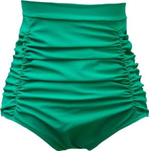 lot 5859 image: COCOPEAR Womens Ruched High Waisted Bikini Bottom Retro Vintage Swim Short Tankinis Olive XL