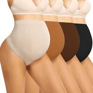 lot 5880 image: Boguish Maternity Underwear Thong Over Bump - Pregnancy Shapewear Over Belly Support Seamless Pregnant Panties for Women Medium