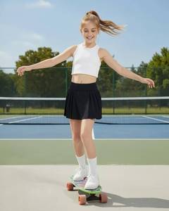 lot 5890 image: Hvididan Girls Black Tennis Skirt Size 14-16 with Pocket Pleated Athletic Skort 2 in 1 Girls Skirts for Kids Teens Golf Sports Running Sports Cheer
