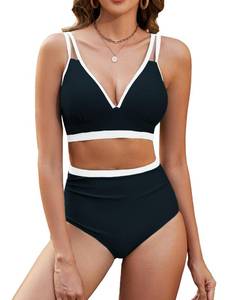 lot 5898 image: Edelqual High Waisted Bikini Sets for Women Two Piece Swimsuits Full Coverage Bathing Swim Suit Color Block Cute Push Up Top 2025 Summer Swimwear (Hot Pink,M)