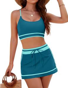 lot 5907 image: Blooming Jelly Womens High Waisted Bikini Sets Sporty Color Block Bathing Suits Modest Swimsuits(X-Large,Dark Cyan)
