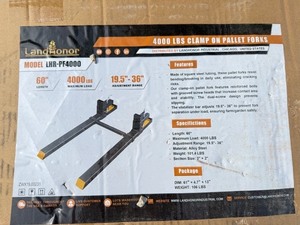 lot 7314 image: Unused Landhonor 4000Lbs Clamp on Pallet Forks (LHR-PF4000)