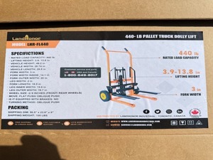 lot 7366 image: Unused Landhonor Pallet Truck Dolly Lift (LHR-FL440)