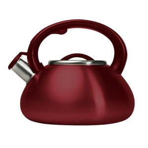 lot 62330 image: Primula Avalon Stainless Steel Whistling Kettle  2.5 Quarts  Matte Red