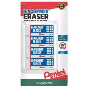 lot 62390 image: Pentel Eraser Hi-Polymer White (4-pack)