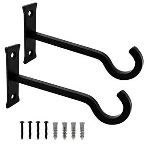 lot 62400 image: QIEGL 6inch Heavy Duty Hanging Plant Brackets 2pcs Bird Feeder Hanger Decorative Hooks Outdoor or Indoor Plant Hangers Shepherd Hooks Black Metal Wall Hook for Lantern, Flower Basket, Wind Chimes