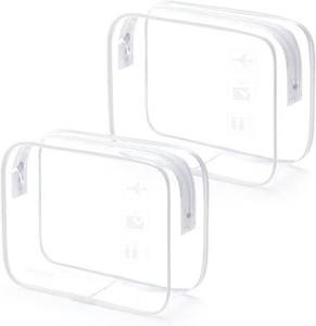lot 62293 image: Set of 2 Clear Easyfun Carry On Toiletries Bags